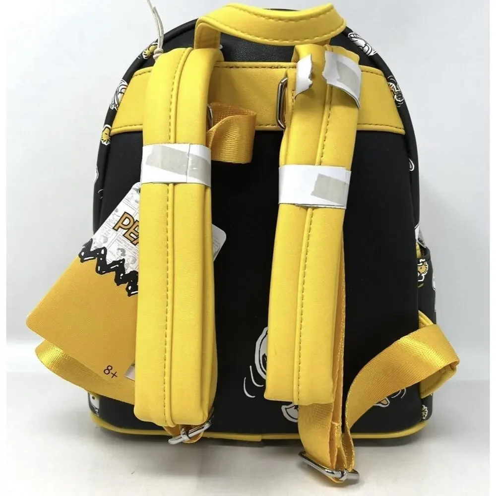 Loungefly Peanuts Snoopy Woodstock Charlie Brown Mini Backpack Black Yellow NWT
